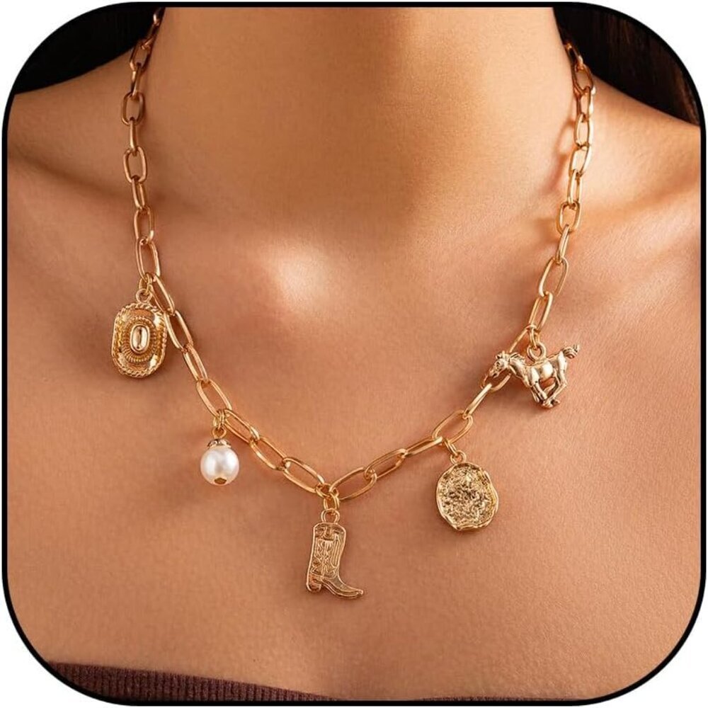 Western Necklaces for Women Charm Necklace Western Outfit for Women Cowboy Cowgi